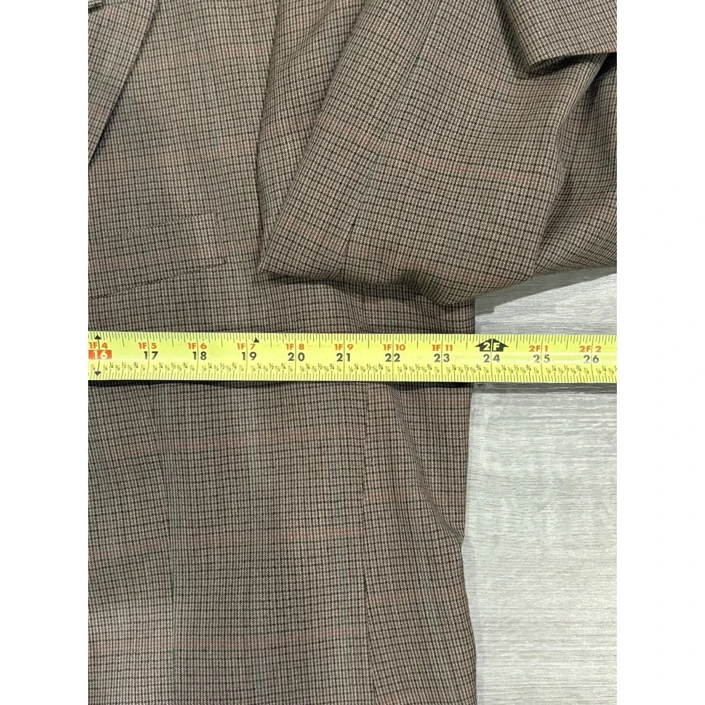 Vintage Burberry Men's Houndstooth‎ Double Breasted Wool Blazer Sport Coat 46 L